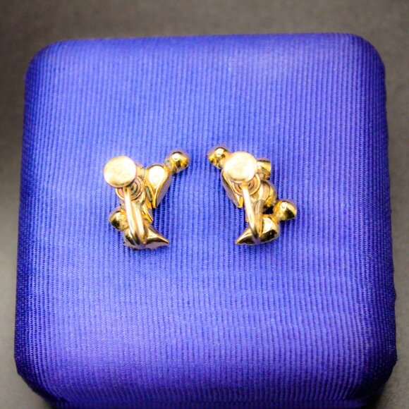 Vintage 1/20 12k Gold Filled Star Art Pink White Rhinestone Screw Back Earrings - Picture 10 of 11